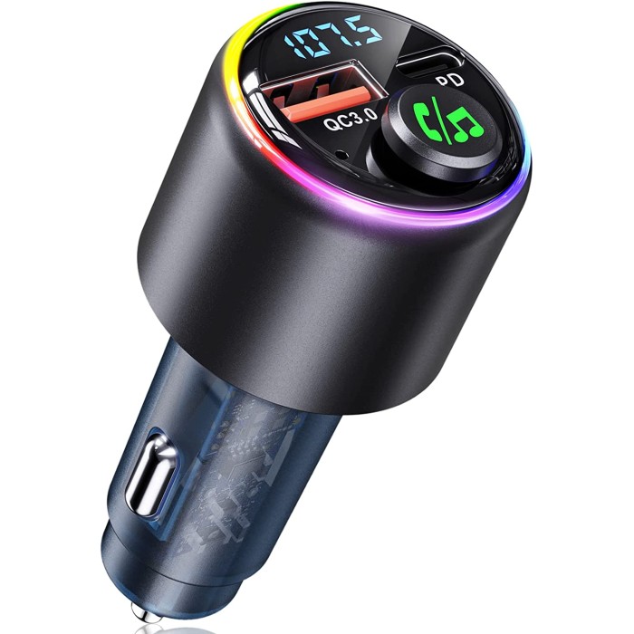 CIRYCASE Bluetooth 5.3 Car Adapter, Type-C PD 30W & QC3.0 18W USB Car  Charger