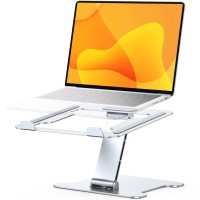 CIRYCASE Adjustable Laptop Stand Aluminum, Fast Cooling Computer Stand for Desk, Ergonomic Portable Laptop Riser Holder, Compatible with MacBook Air Pro, Dell, HP, Lenovo 10-16" Notebooks, Silver