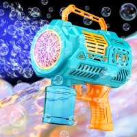 CIRYCASE Rechargeable Bubble Machine, Over 10,000 Bubbles/Minute Bubble Gun for Children from 3 Years with LED Lights, 360° Leak-Proof, 26 Holes for Parties, Birthday, Wedding