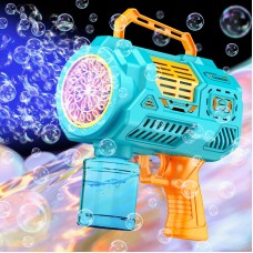 CIRYCASE Bubble Machine Gun, Rechargeable 26-Hole Bubble Blaster Guns for Age 3+ Kids/Adults with LED Lights, 360° Leak-Proof & 10000+ Bubbles Per Minute, for Outdoor Wedding Party Birthday Gift