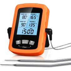 Mohard Meat Thermometers, Dual 6.4“ Long Probes Cooking Thermometer Instant Read with LCD Backlight & Timer Alarm, Digital Auto Off  Food Thermometer for Liquids, Oven, Smoker, BBQ, Candy et Oil