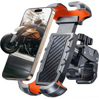 CIRYCASE Bike Phone Holder with [Heavy-Duty Clamp], [All-Around Secure] Motorbike Phone Holder for Bicycle Motorcycle Bike Pack Accessories, [1s Put & Take] Bike Phone Mount for 4.7""-6.8"" Phones (Orange)