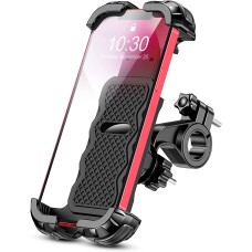 CIRYCASE Soporte Movil Bicicleta, Actualización [Protección Ccompleta & Bloqueo Seguridad] Soporte Movil Patinete Electrico Giratorio 360°, Soporte Movil Moto/Scooter Ampliamente para 4.7-6.8" Móvil