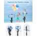 CIRYCASE Phone Tripod, 177cm Extendable Selfie Stick Travel Tripod Aluminum with Wireless Remote, Lightweight Portable & Adjustable Angle, Camera Tripod Compatible with iPhone/Samsung/Mic/Fill Light