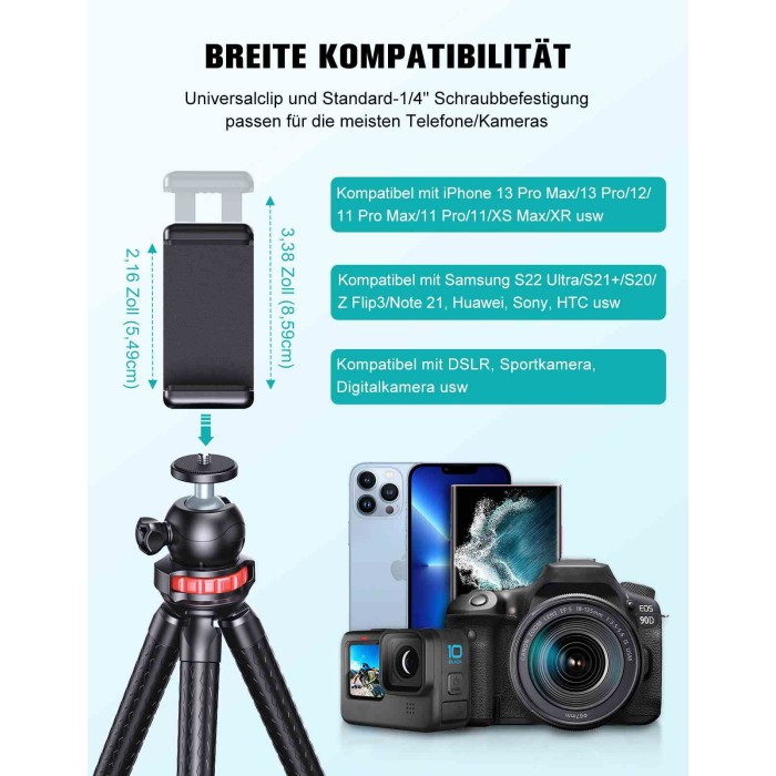 SMALLRIG Telefonstativ Mit Fernbedienung, 130cm Tragbarer Selfie Stick Für 357022294582