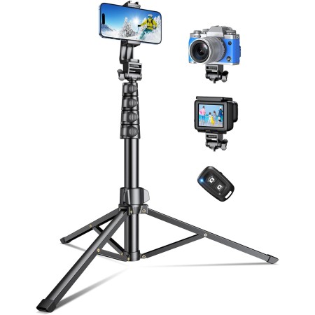 CIRYCASE Handy Stativ, 177cm Ausziehbares Selfie Stick aus Aluminium mit Kabellosem Fernauslöser, Tragbar & Verstellbarer Winkel, Stativ für Smartphone Kompatibel mit iPhone/Samsung/Mikrofon/Fülllicht CIRYCASE Handy Stativ, 177cm Ausziehbares Selfie Stick aus Aluminium mit Kabellosem Fernauslöser, Tragbar & Verstellbarer Winkel, Stativ für Smartphone Kompatibel mit iPhone/Samsung/Mikrofon/Fülllicht