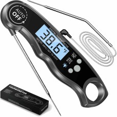 CIRYCASE Digitales Grillthermometer Fleischthermometer, 2S Schnelle Reaktion Küchenthermometer mit 2 Lange Sonde, LCD-Bildschirm & Magnet, Alarmeinstellung, Bratenthermometer für Grill, BBQ, Getränken