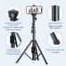 CIRYCASE Treppiede Smartphone, Bastone Selfie Allungabile di 133 cm con Telecomando Bluetooth Staccabile, Cavalletto per Smartphone Leggero & Portatile Compatibile con iPhone/Samsung/Camera/Gopro, ecc