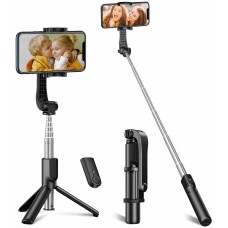 CIRYCASE Bastone Selfie Treppiede, 3 In 1 Portatile & Estensibile Mini Selfie Stick con Telecomando Bluetooth Staccabile, Rotazione 360°, Asta Selfie Stabile Compatibile con iPhone, Samsung, ecc