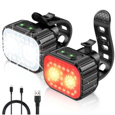 CIRYCASE Luci Bici Anteriori & Posteriori, USB Ricaricabile Luce Bici Super Luminosa, Impermeabile IPX6 Luci Bicicletta LED per Guida Notturna, 8+12 Modalità di Illuminazione, Maggiore Durata Batteria