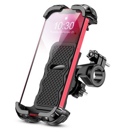 CIRYCASE Porta Cellulare Bici, Aggiornato [Protezione Completa & Blocco di Sicurezza] Porta Cellulare Moto Ruotabile a 360°, Porta Telefono Bici, Moto e Scooter, Compatibile con 4.7-6.8" Smartphone