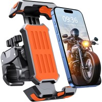 CIRYCASE Bike Phone Holder, [3s Install & Ultimate Anti-vibration] Motorcycle Phone Holder for Bike, 360° Rotatable & Upgraded Handlebar Clamp Bike Mount Adapter for MTB/ATV/Scooter, 4.7-6.8” Phones (Orange)
