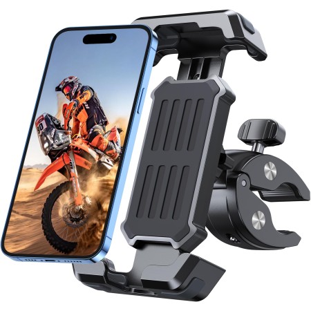 CIRYCASE Bike Phone Holder, [3s Install & Ultimate Anti-vibration] Motorcycle Phone Holder, 360° Rotatable & Upgraded Handlebar Clamp, Bike Phone Mount for ATV/Scooter, Compatible with 4.7-6.8” Phones