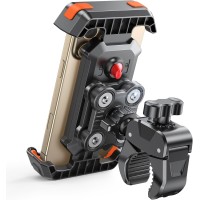 CIRYCASE Motorbike Phone Holder [Upgrade Vibration Dampened], Super Stable Bike Phone Mount, 360° Rotation & Quick Lock Motorcycle Phone Holder Sport Gadget Mount Compatible with 4.7-6.8” Phones (Orange)