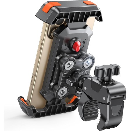 CIRYCASE Motorbike Phone Holder [Upgrade Vibration Dampened], Super Stable Bike Phone Mount, 360° Rotation & Quick Lock Motorcycle Phone Holder Sport Gadget Mount Compatible with 4.7-6.8” Phones (Orange)