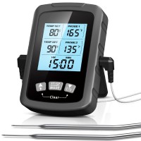 CIRYCASE Fleischthermometer Digital, Schnell & Präzise Ablesbares Ofenthermometer mit Zwei 16,3cm Edelstahlsonden, Grillthermometer mit Auto ON/OFF, Timer & LCD Bildschirm, für Kochen, BBQ