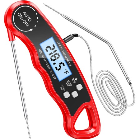 CIRYCASE Fleischthermometer Digital, Sofort Lesen Bratenthermometer Ofenthermometer, Externe Lange Sonde mit 102cm-Edelstahlkabel, Zeigerthermometer, Backofenthermometer für Küche, BBQ, Ofen, Backen
